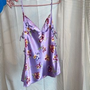 Frederick’s of Hollywood Small Nightgown Tank , Silky Floral Tie on Tank Top 🌺